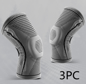 Knee Pads For Sport Knee  Silicone Spring Patella Protector (Option: Grey-3XL-3PCS)