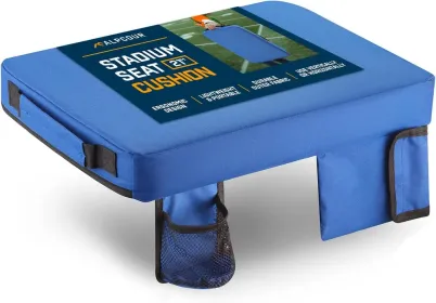 Alpcour Portable Extra Thick Stadium Seat Cushion - 21x 15 Inch Bleacher Cushion With Side Pocket (Option: Black-21Wide)