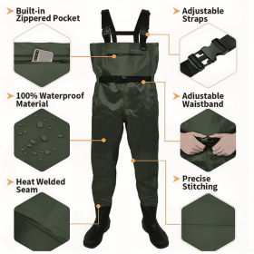 Fishing Waders For Men & Women, Waterproof 2-Ply Nylon PVC Chest Wader With Boots For Outdoor (Option: M11)